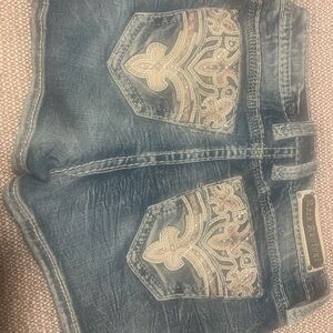 Rock Revival Blue Jeans with Ornate Embroidery